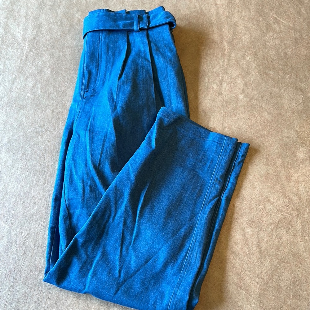 F21 denim paper bag pants